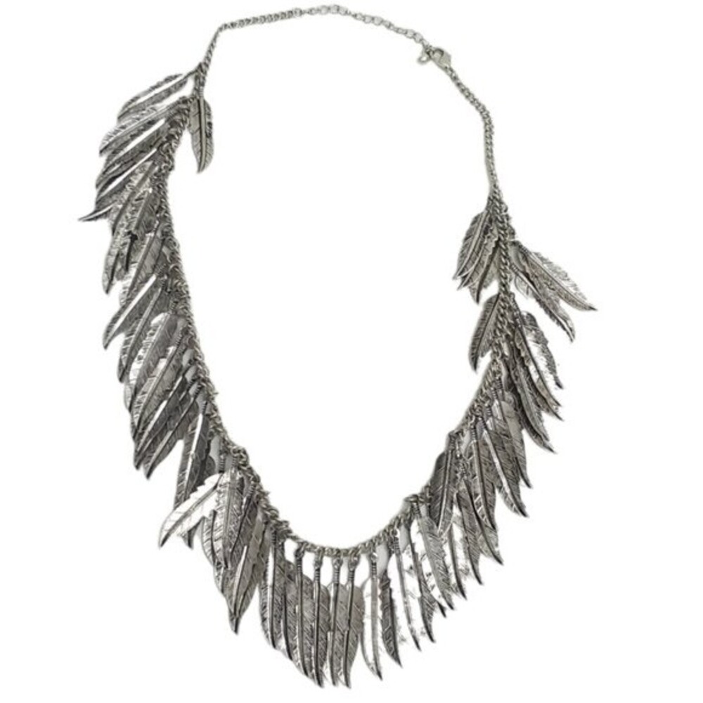 Silver  Feather Necklace